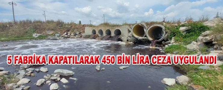5 FABRİKA KAPATILARAK 450 BİN LİRA CEZA UYGULANDI