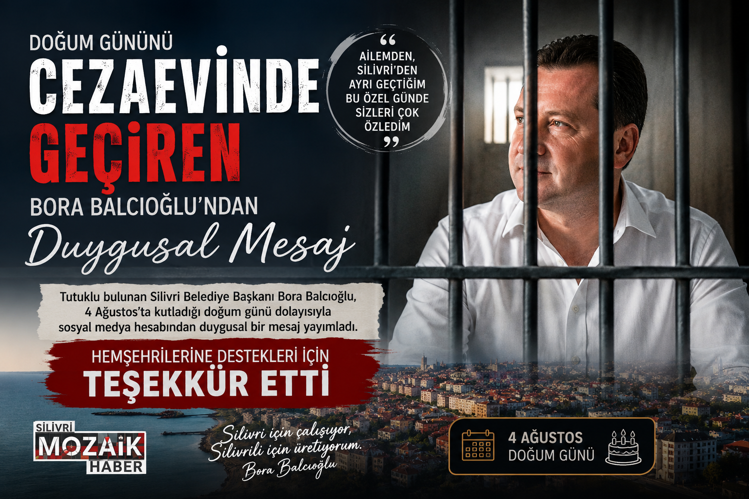 Doğum Gününü Cezaevinde Geçiren Bora Balcıoğlu’ndan Duygusal Mesaj